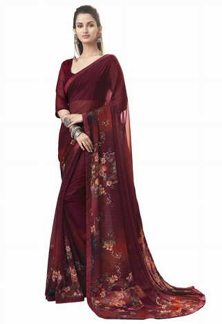 MGC Georgette Maroon Color Saree SP155