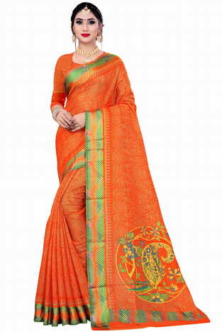 MGC Kota Dori Orange Color Saree SP144