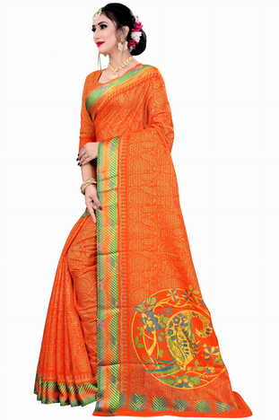 MGC Kota Dori Orange Color Saree SP144